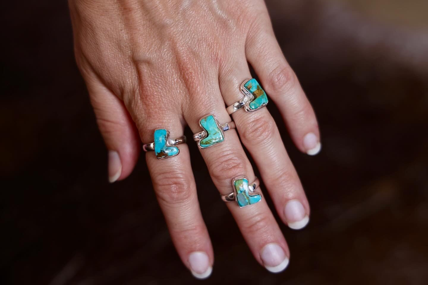 Sterling Silver Kingman Turquoise Boot Rings