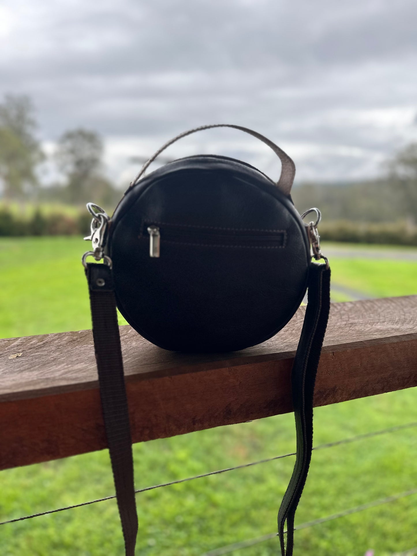 Floral Fever Bag Round Hand-Tooled Leather Canteen Bag