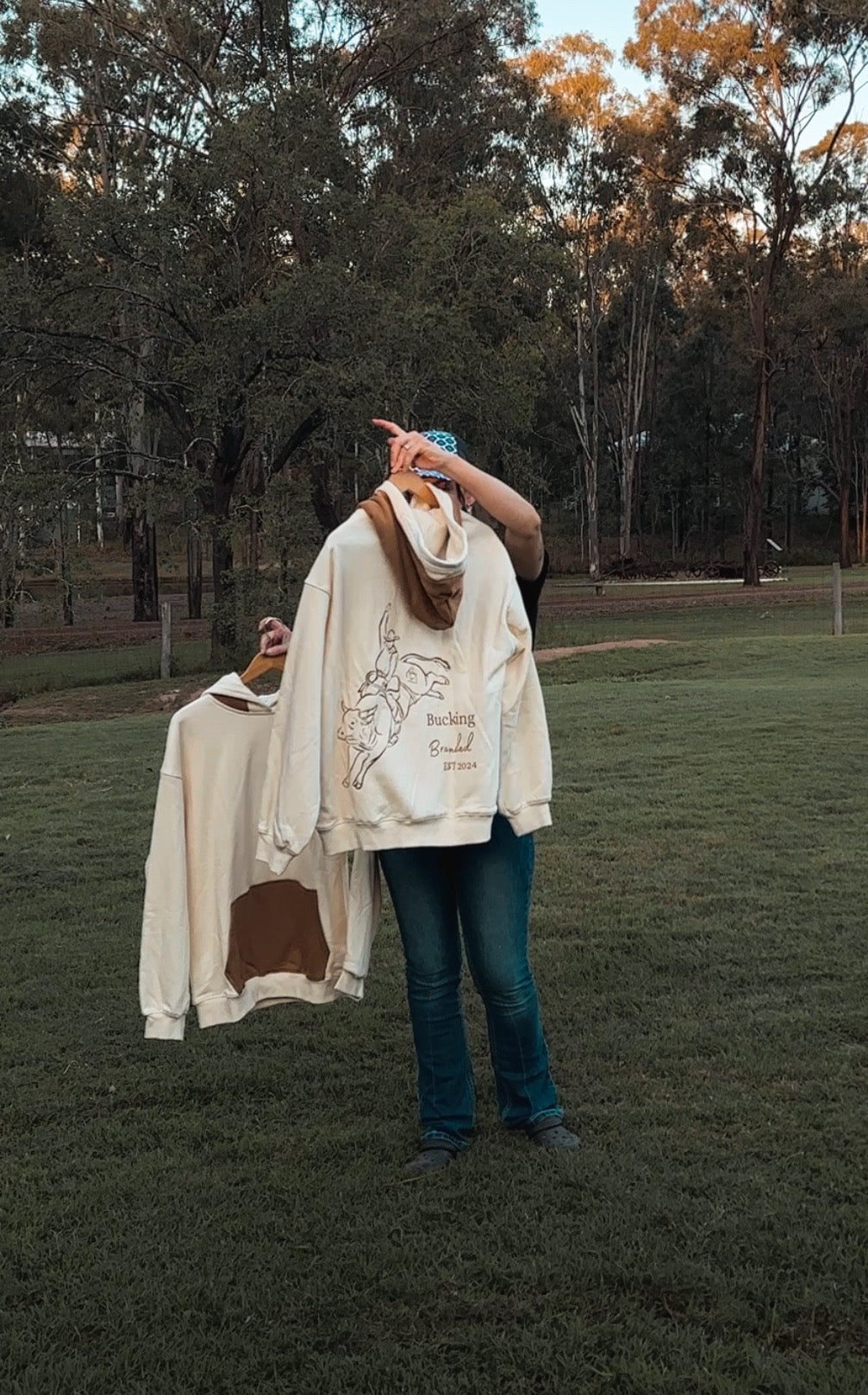 Bucking Branded Hoodie Tan Kangaroo Pocket