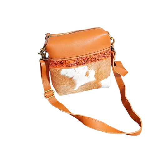 Hair on hide crossbody bag 