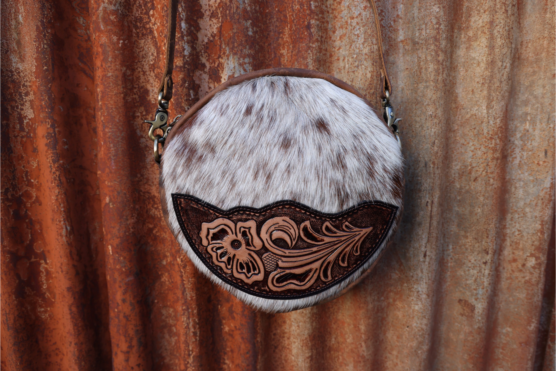 Hair on hide canteen bag 